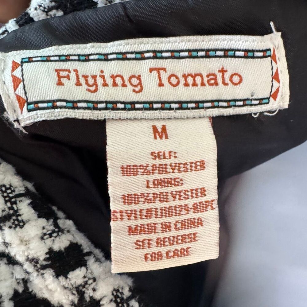 Flying Tomato Black & White Houndstooth Cape Coat M - Picture 8 of 9